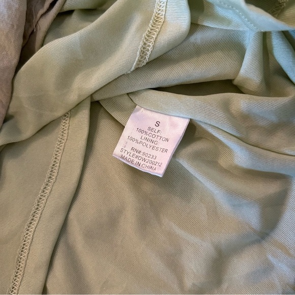 Kendall + Kylie Backless Puff Sleeve Tie Back Khaki Mini Dress | Light Green | S - Picture 12 of 16